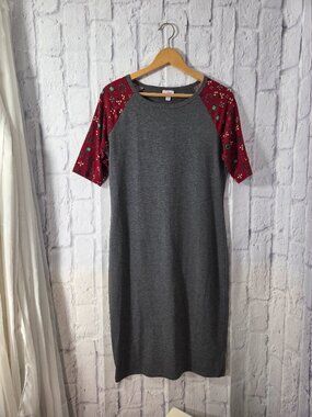 Lularoe Julia Medium Gray Fitted Knee Length Shortsleeve Bodycon Dress